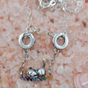 Collier pour enfant petit chat en argent