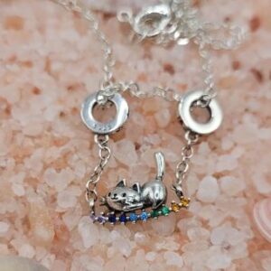 Collier pour enfant petit chat en argent