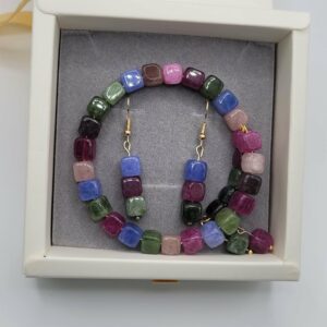 Ensemble bracelet et boucles d’oreilles en Tourmaline naturelle